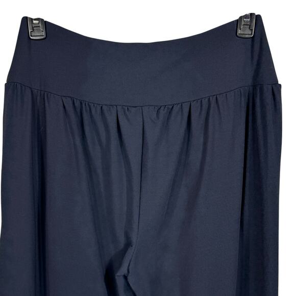 Garnet Hill Medium Perfect Travel Ankle Pants Stretch Wicking French Terry Navy - Picture 4 of 8
